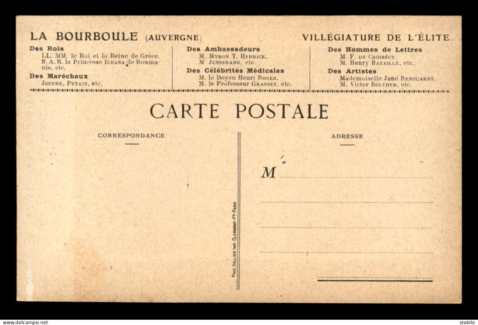 PUBLICITE - LA BOURBOULE, AUVERGNE  - REINE DE L'ARSENIC - Werbepostkarten