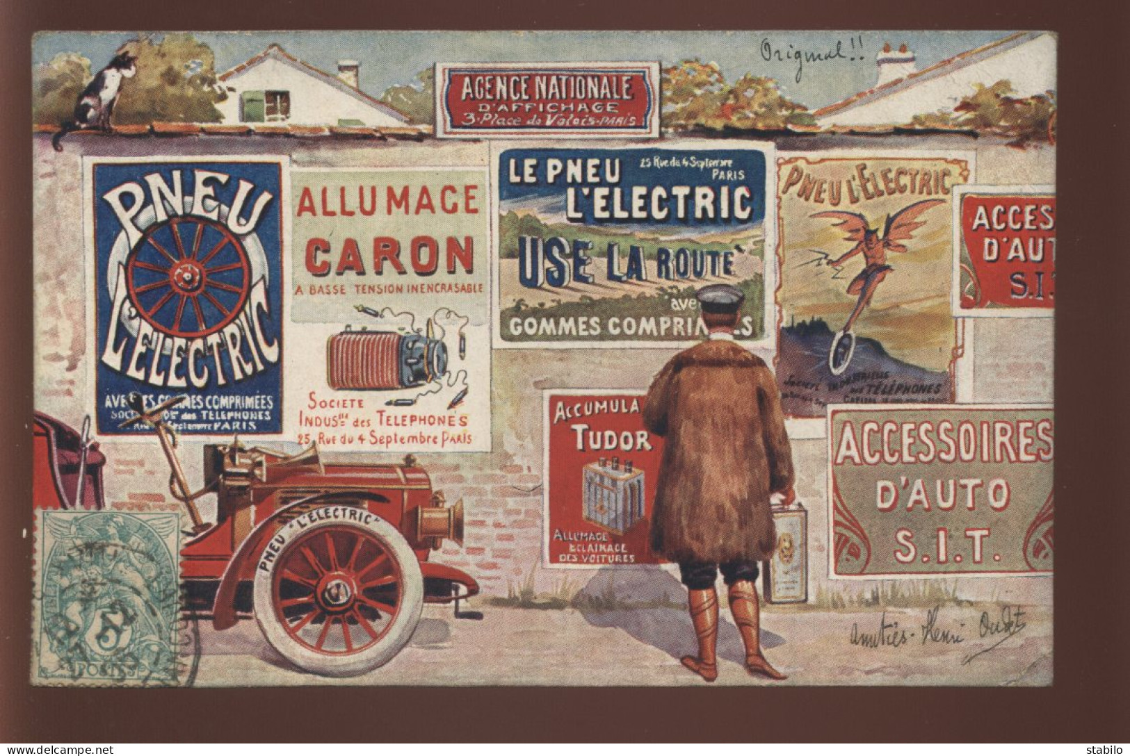 PUBLICITE - LE PNEU L'ELECTRIC - AUTOMOBILE - Werbepostkarten
