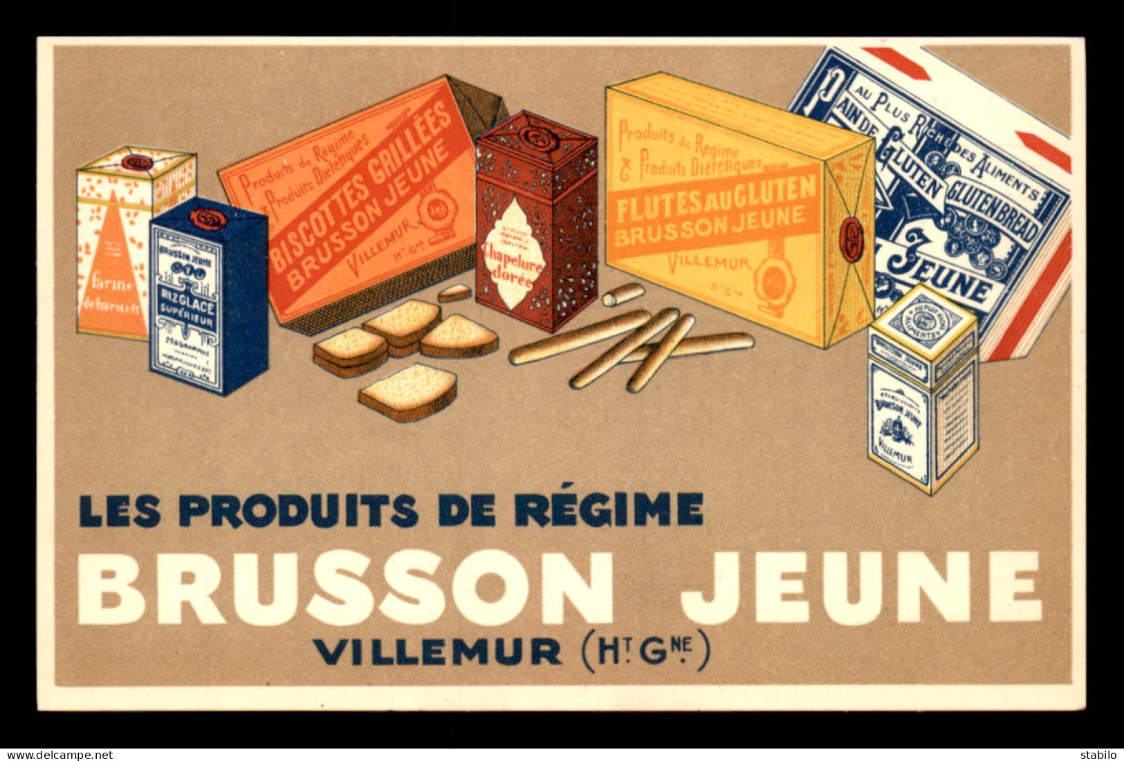 PUBLICITE - PRODUITS DE REGIME BRUSSON JEUNE - VILLEMUR HAUTE-GARONNE - CARTE ILLUSTREE - Advertising