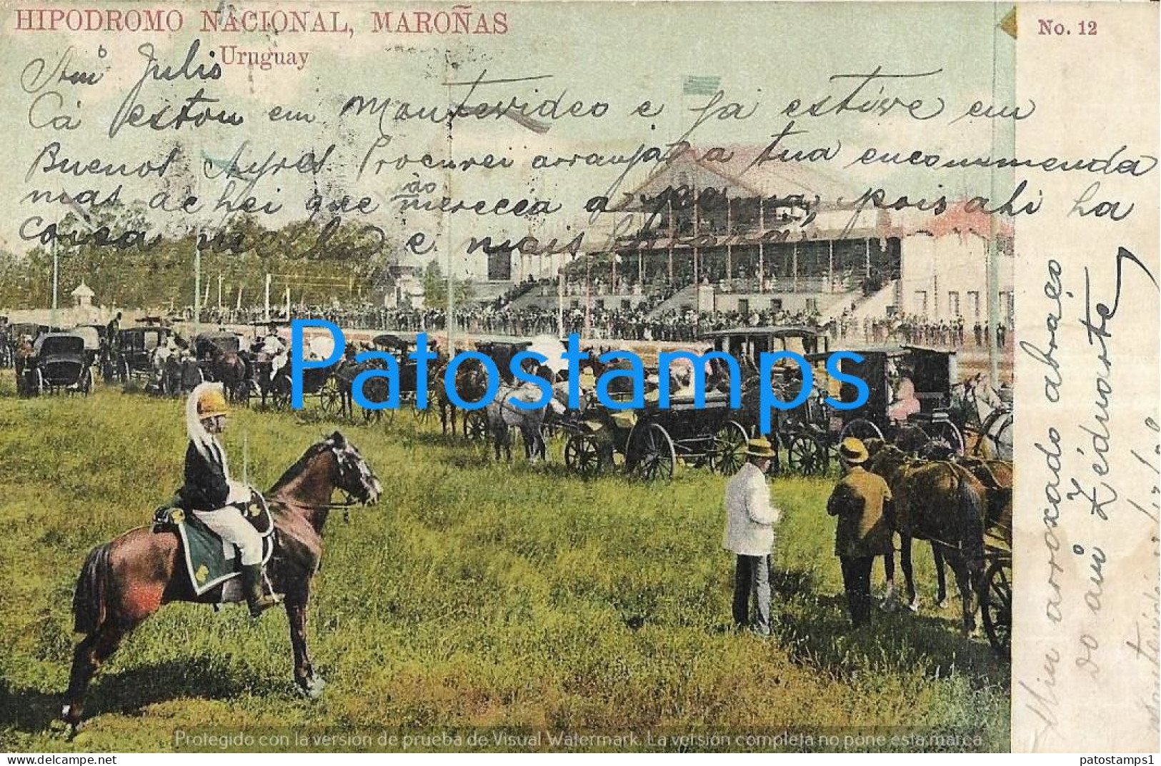 227854 URUGUAY MONTEVIDEO HIPODROMO NACIONAL MAROÑAS SPOTTED CIRCULATED TO BRAZIL POSTAL POSTCARD - Uruguay