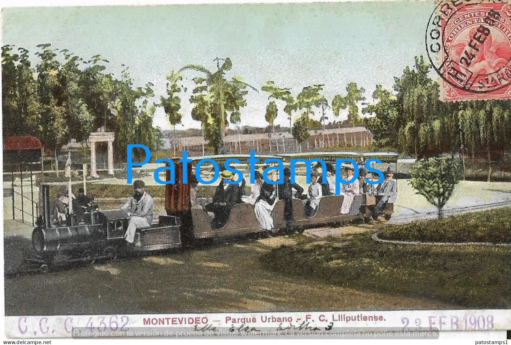 227861 URUGUAY MONTEVIDEO PARQUE URBANO TREN TRAIN LILIPUTIENSE CIRCULATED TO FRANCE POSTAL POSTCARD - Uruguay