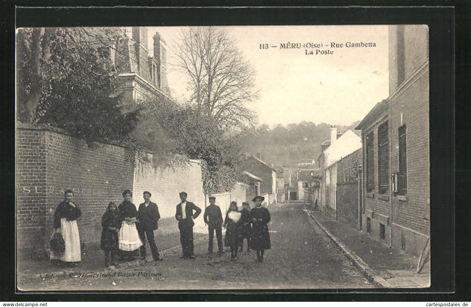 CPA Méru, Rue Gambetta Et La Poste  - Sonstige & Ohne Zuordnung