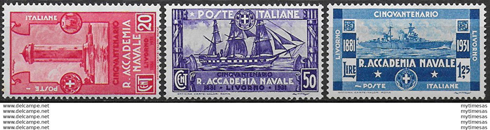 1931 Italia Accademia Navale 3v. Mc MNH Sassone N. 300/02 - Autres & Non Classés