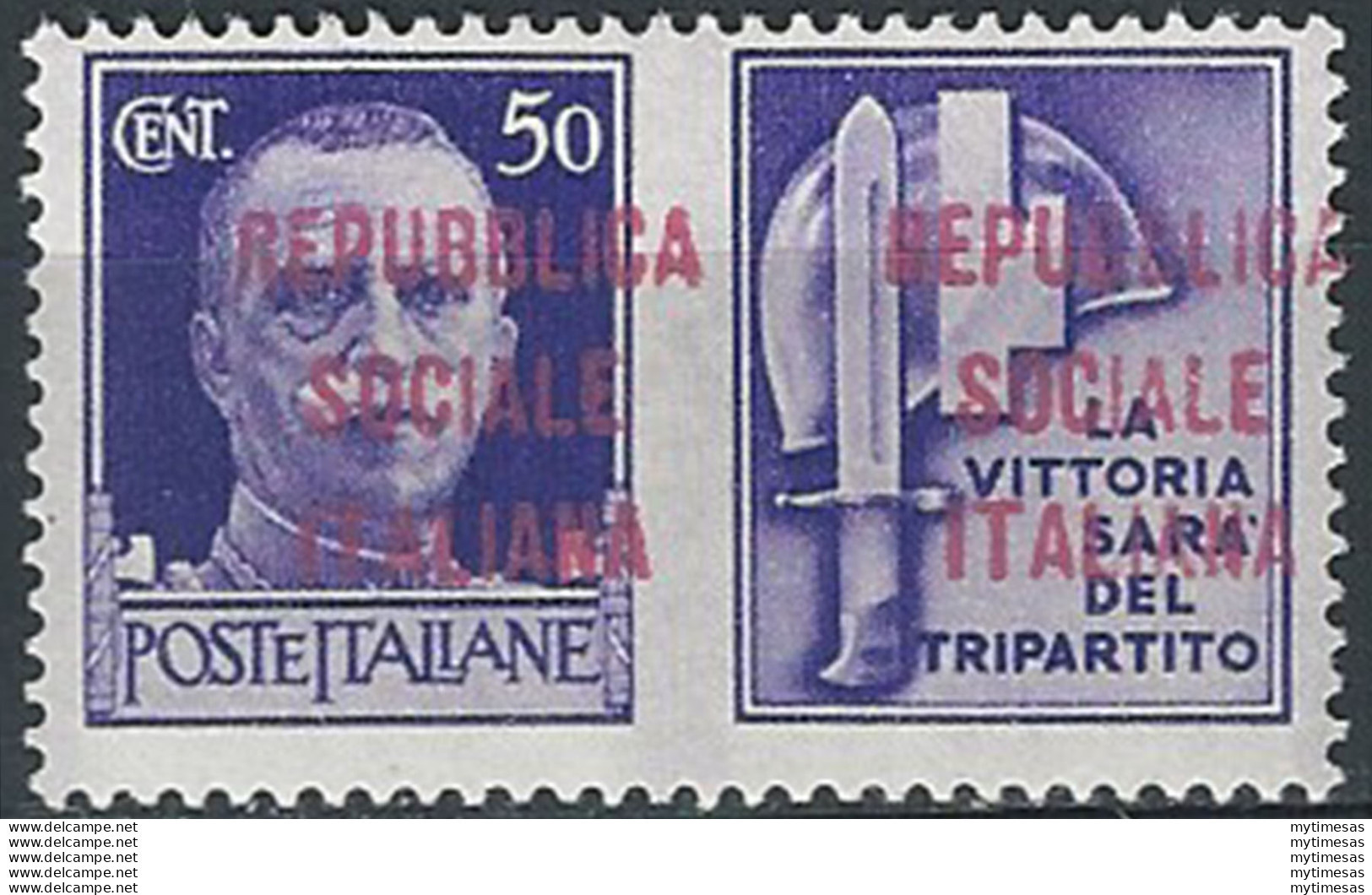 1944 Repubblica Sociale Propaganda 50c. FI Lilla MNH Sassone N. 48/Iae - Otros & Sin Clasificación