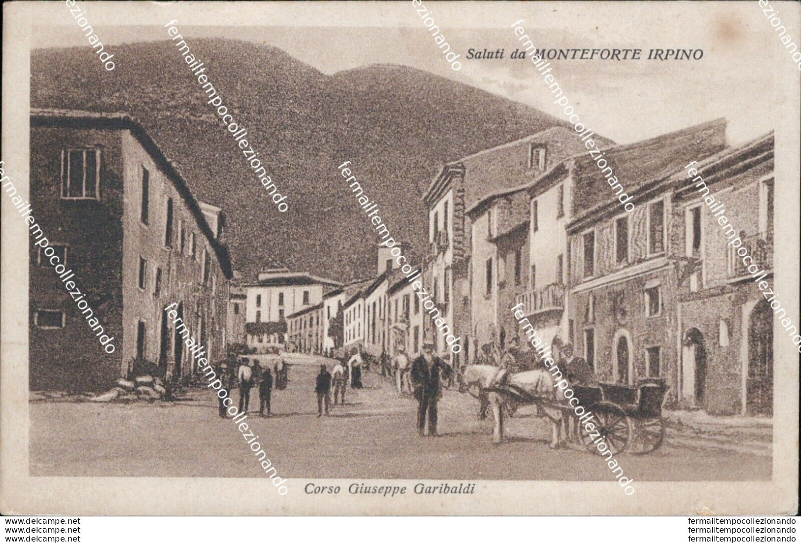 Az181 Cartolina Saluti Da Monteforte Irpino Corso Giuseppe Garibaldi Avellino - Avellino