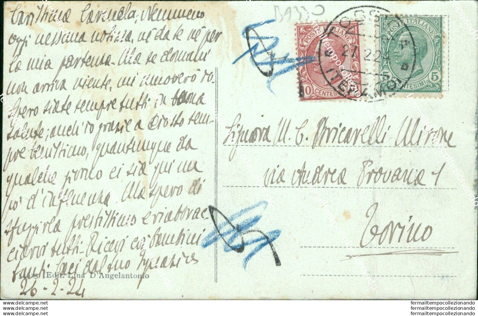 Ba330 Cartolina Tossicia Largo S.antonio Teramo Abruzzo 1924 - Teramo