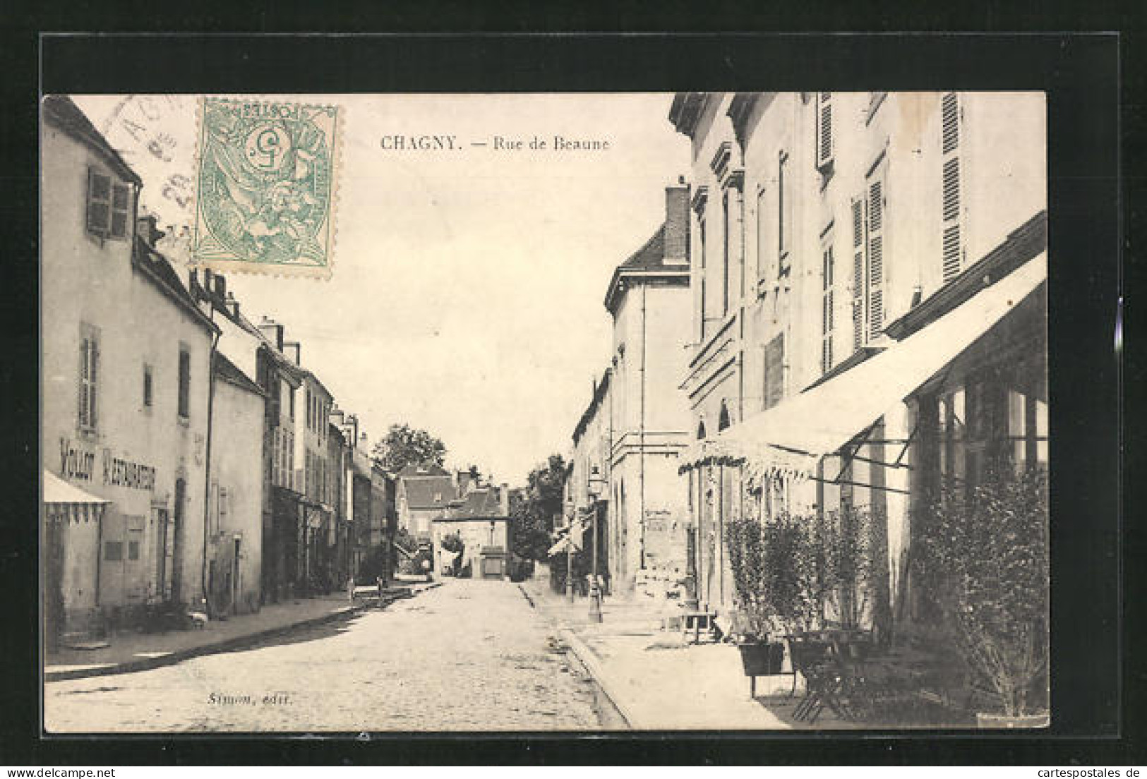 CPA Chagny, Rue De Beaune Et Restaurant Vollot  - Chagny