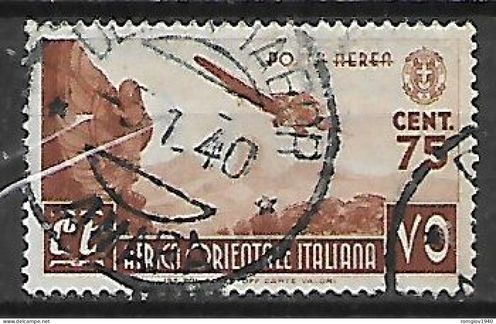 COLONIA ITALIANA  A.O.I. 1938  POSTA AEREA   SOGGETTI VARI SASS 4  USATO VF - Africa Orientale Italiana