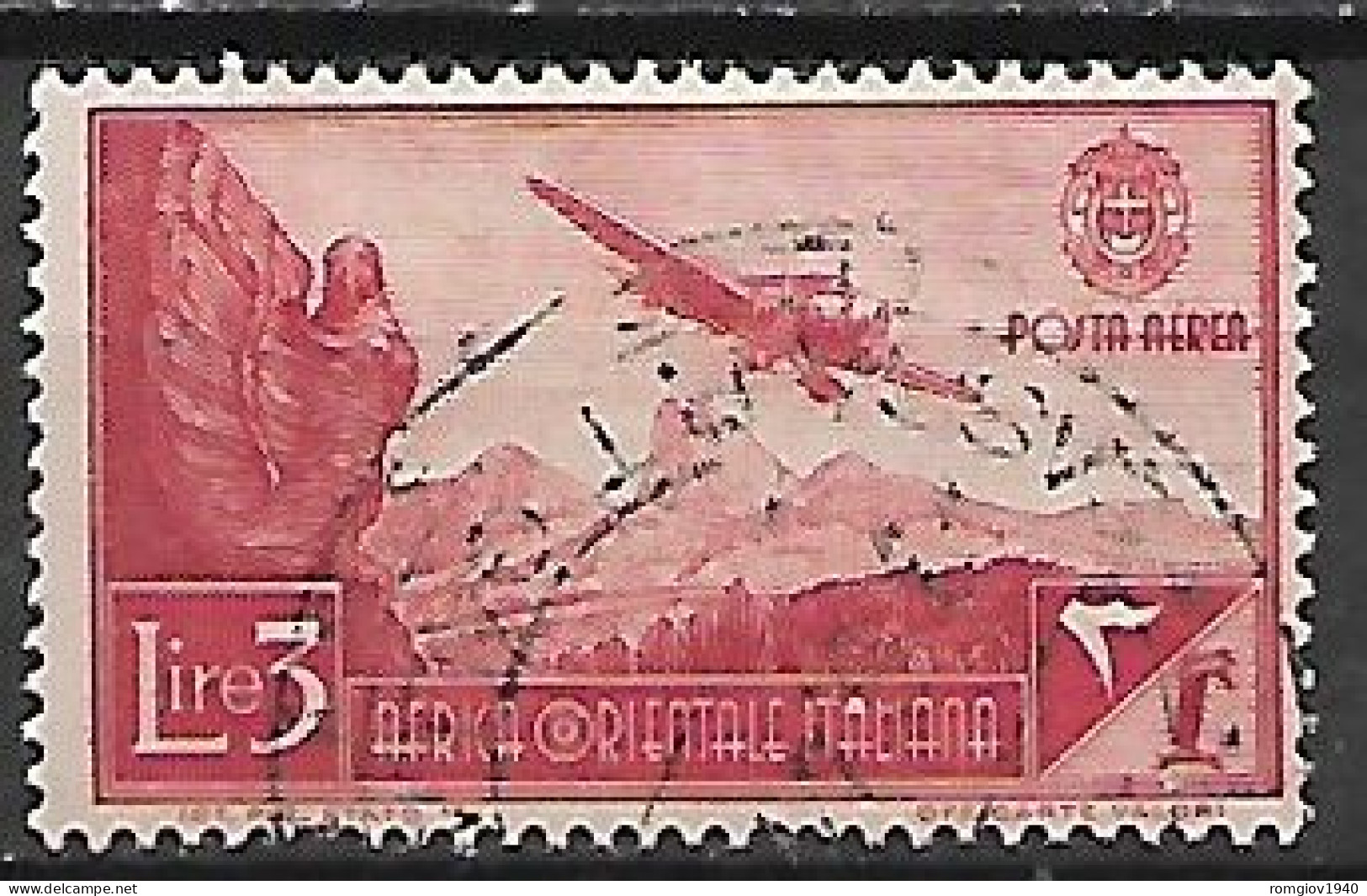 COLONIA ITALIANA  A.O.I. 1938  POSTA AEREA   SOGGETTI VARI SASS   8   USATO VF - Africa Orientale Italiana