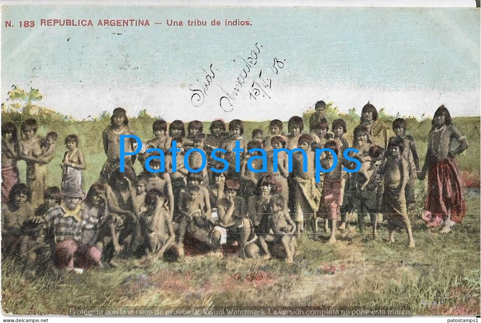 227889 ARGENTINA COSTUMES NATIVE UNA TRIBU DE INDIOS CIRCULATED TO RUSSIA POSTAL POSTCARD - Argentinië