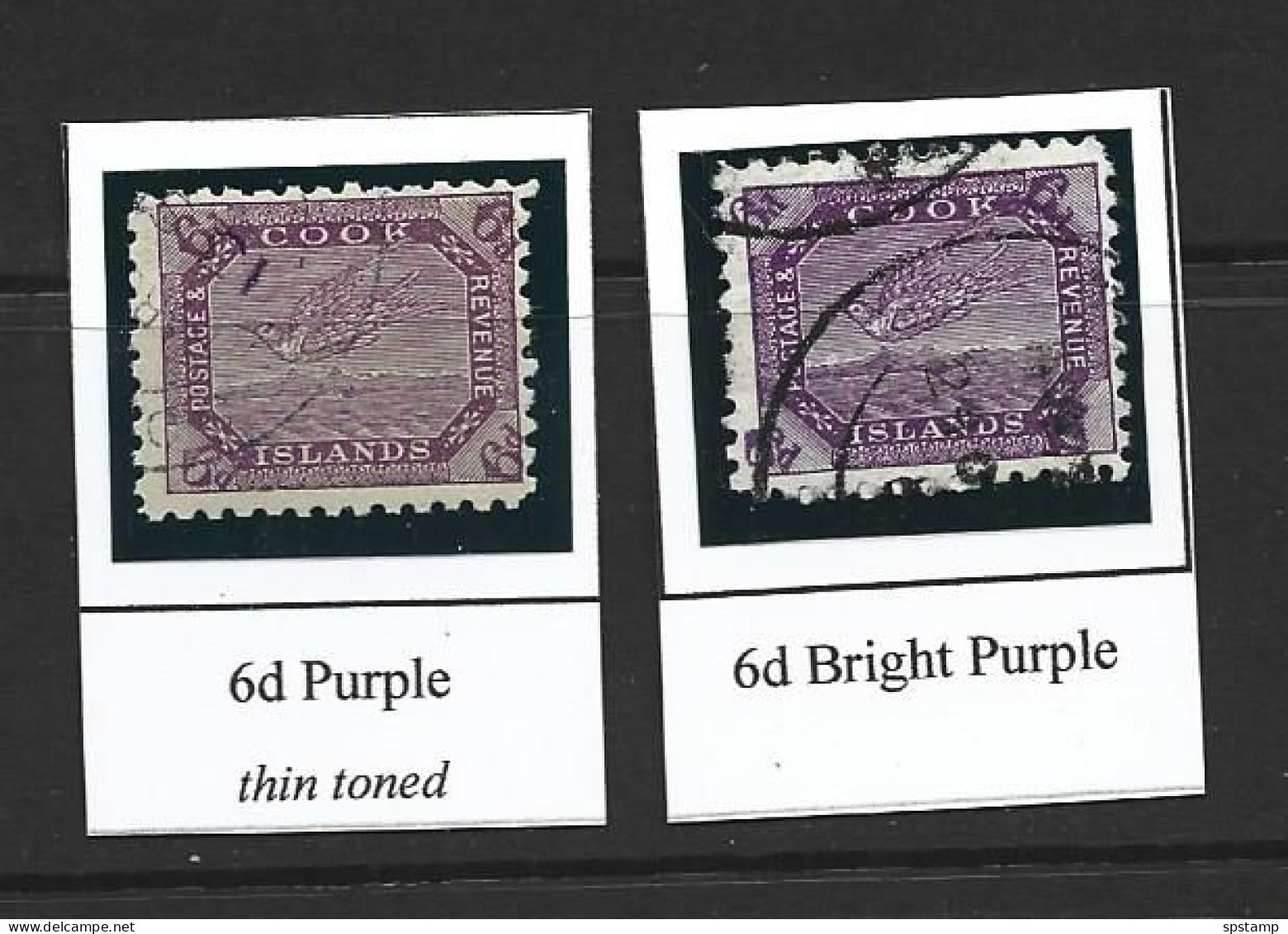 Cook Islands 1896 - 1900 6d Purple Tern Bird Both Listed Shades FU - Cook