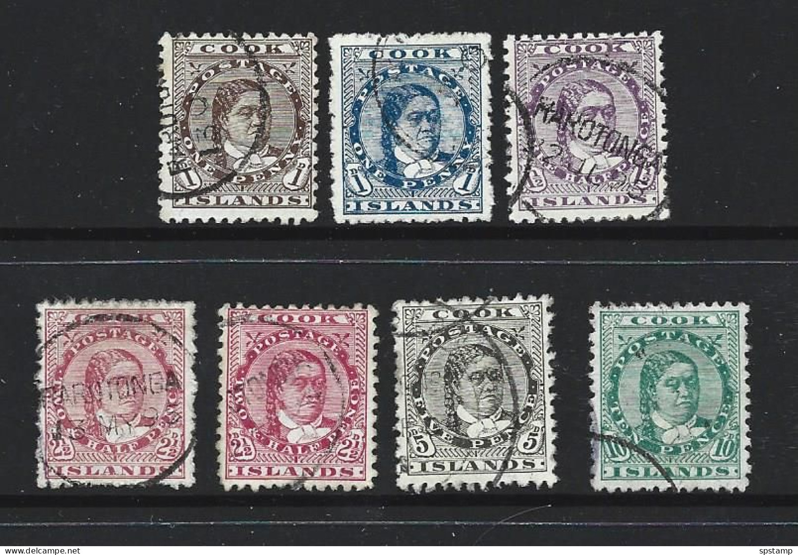 Cook Islands 1893 - 1900 Queen Makea Set Of 6 With Both 2&1/2d Shades FU - Cook