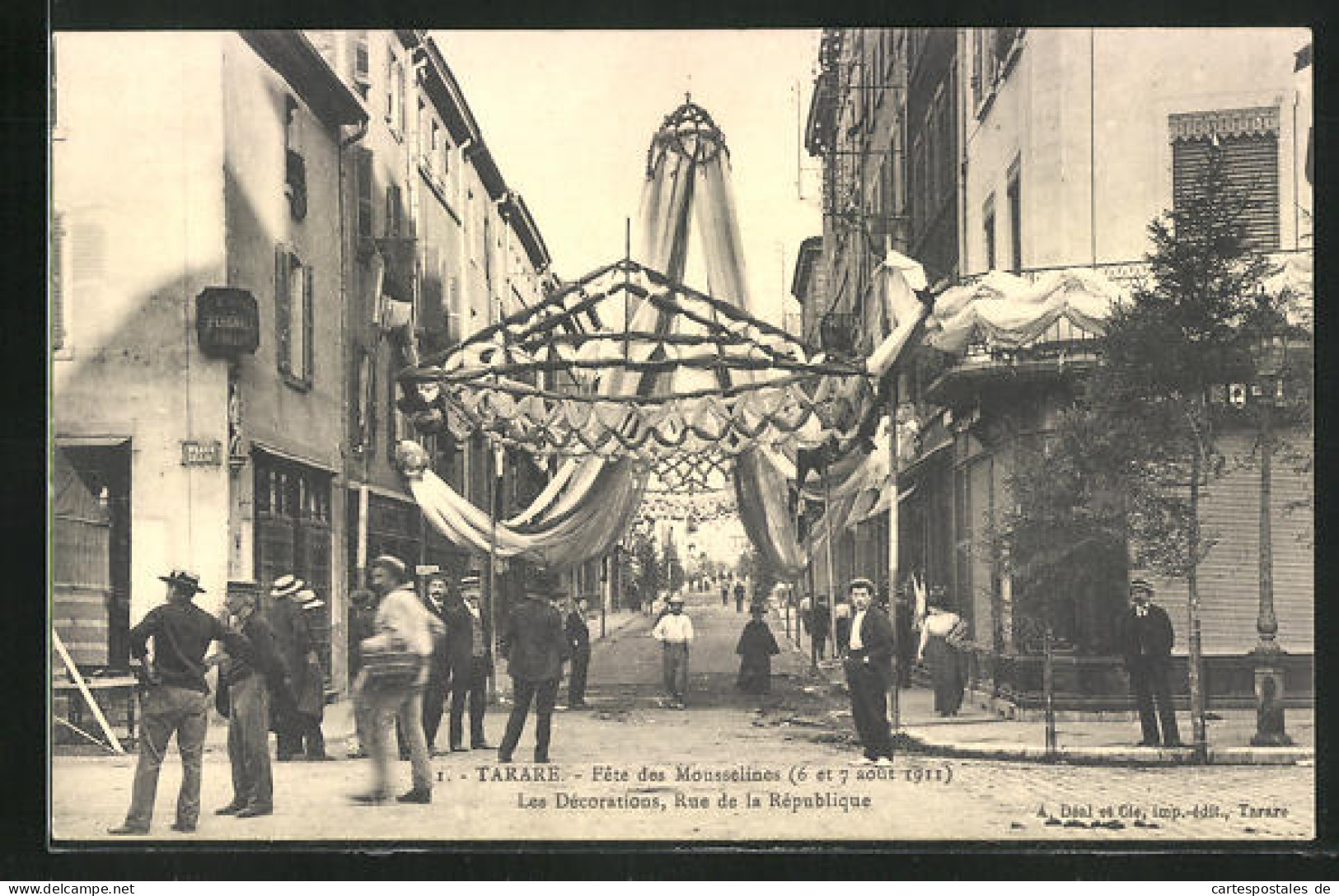 CPA Tarare, Fete Des Mousselines, 1911, Les Decorations, Rue De La Republique  - Tarare