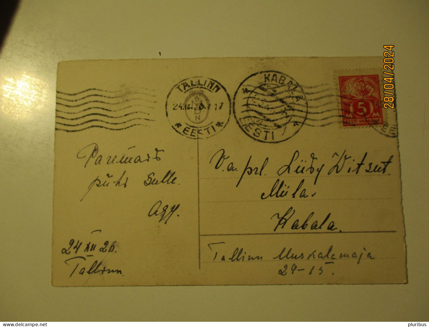 ESTONIA 1926 KABALA  TO TALLINN   , 5-4 - Estonie