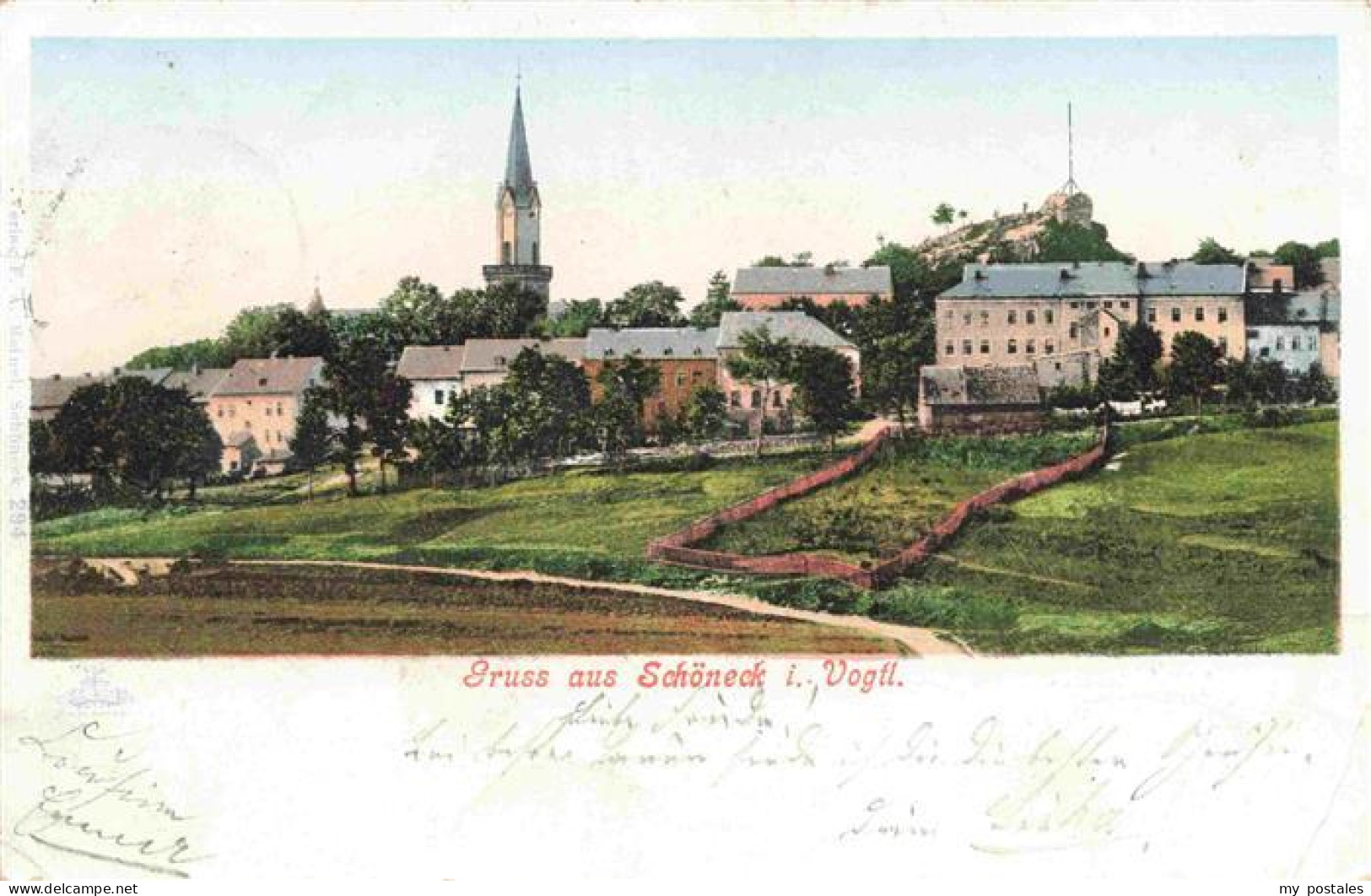 73973635 Schoeneck_Vogtland Ortsansicht Mit Kirche - Otros & Sin Clasificación