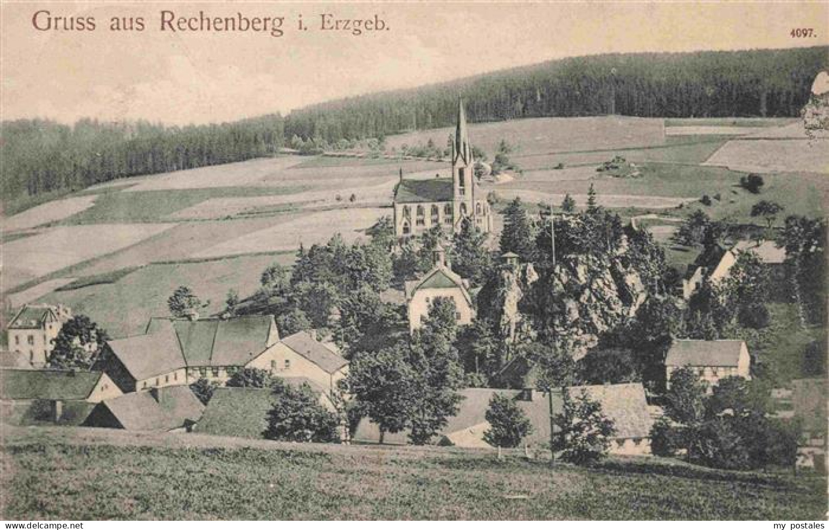 73973610 Rechenberg_-Bienenmuehle_Osterzgebirge_Sachsen Panorama Mit Kirche - Rechenberg-Bienenmühle