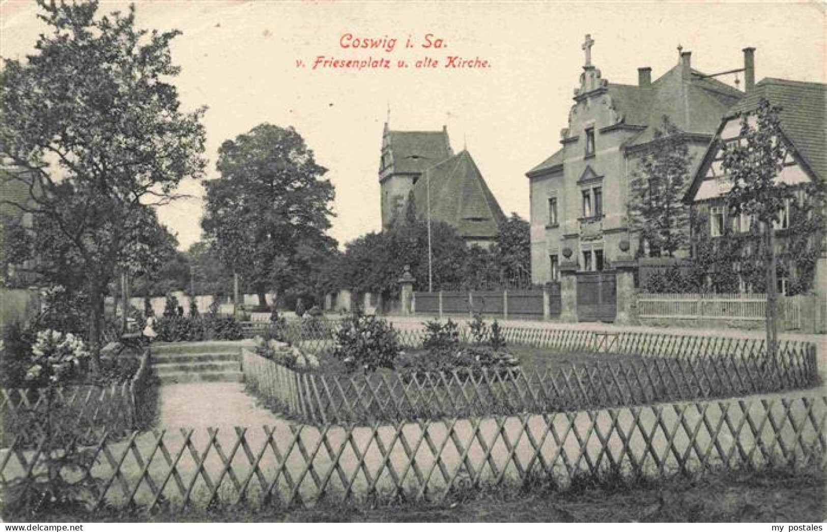 73973548 Coswig__Sachsen Friesenplatz Und Alte Kirche Feldpost - Coswig