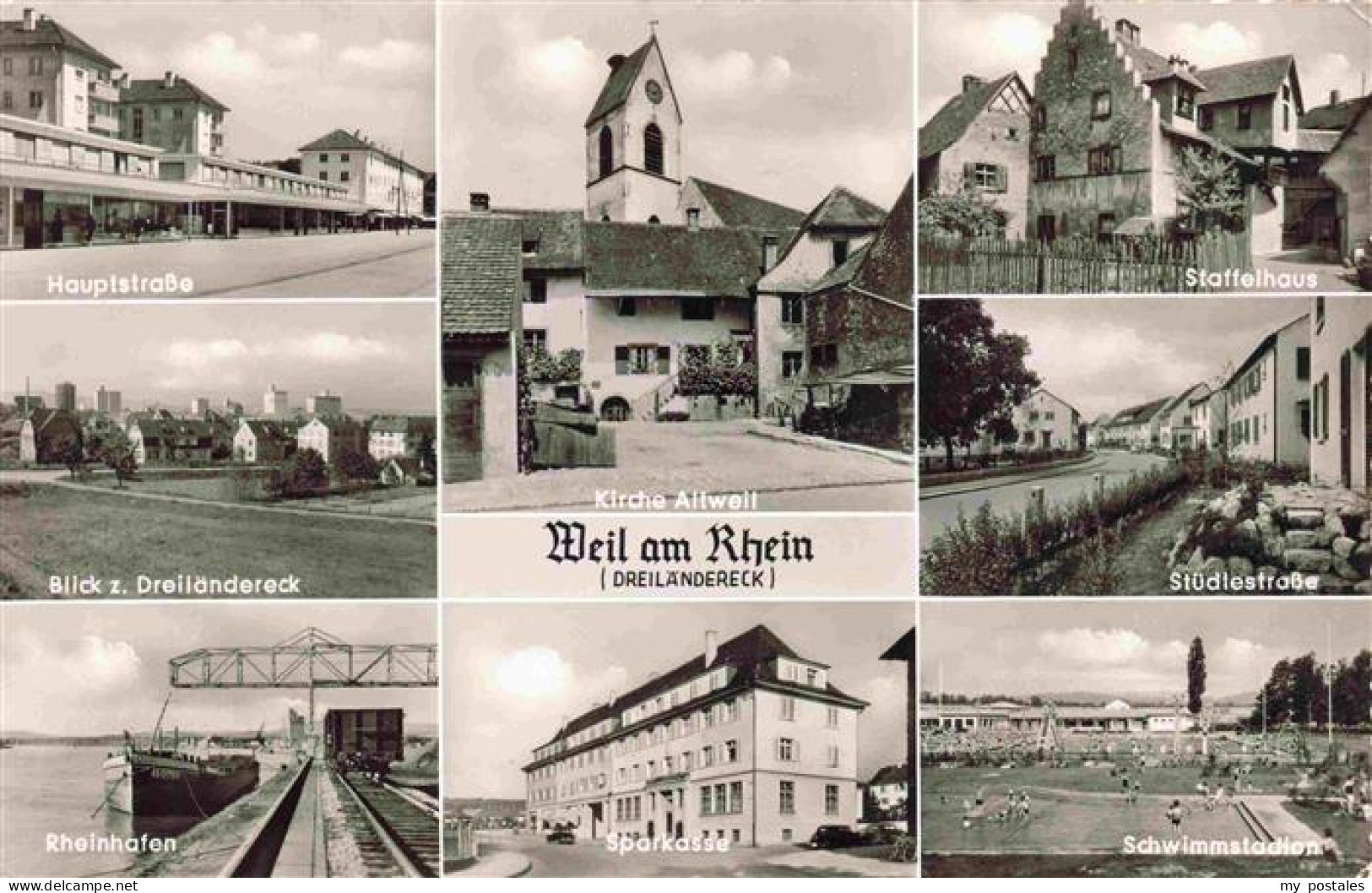 73973540 Weil_am_Rhein Hauptstrasse Dreilaendereck Rheinhafen Kirche Altweil Sta - Weil Am Rhein