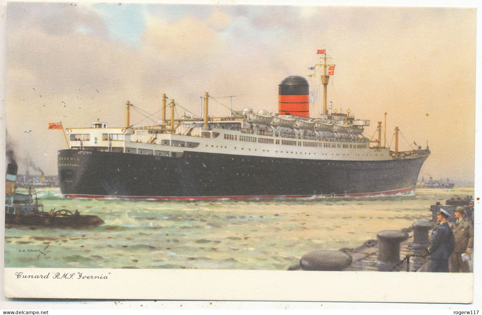 Cunard R.M.S. Ivernia, C.E. Turner Artist Postcard - Paquebots