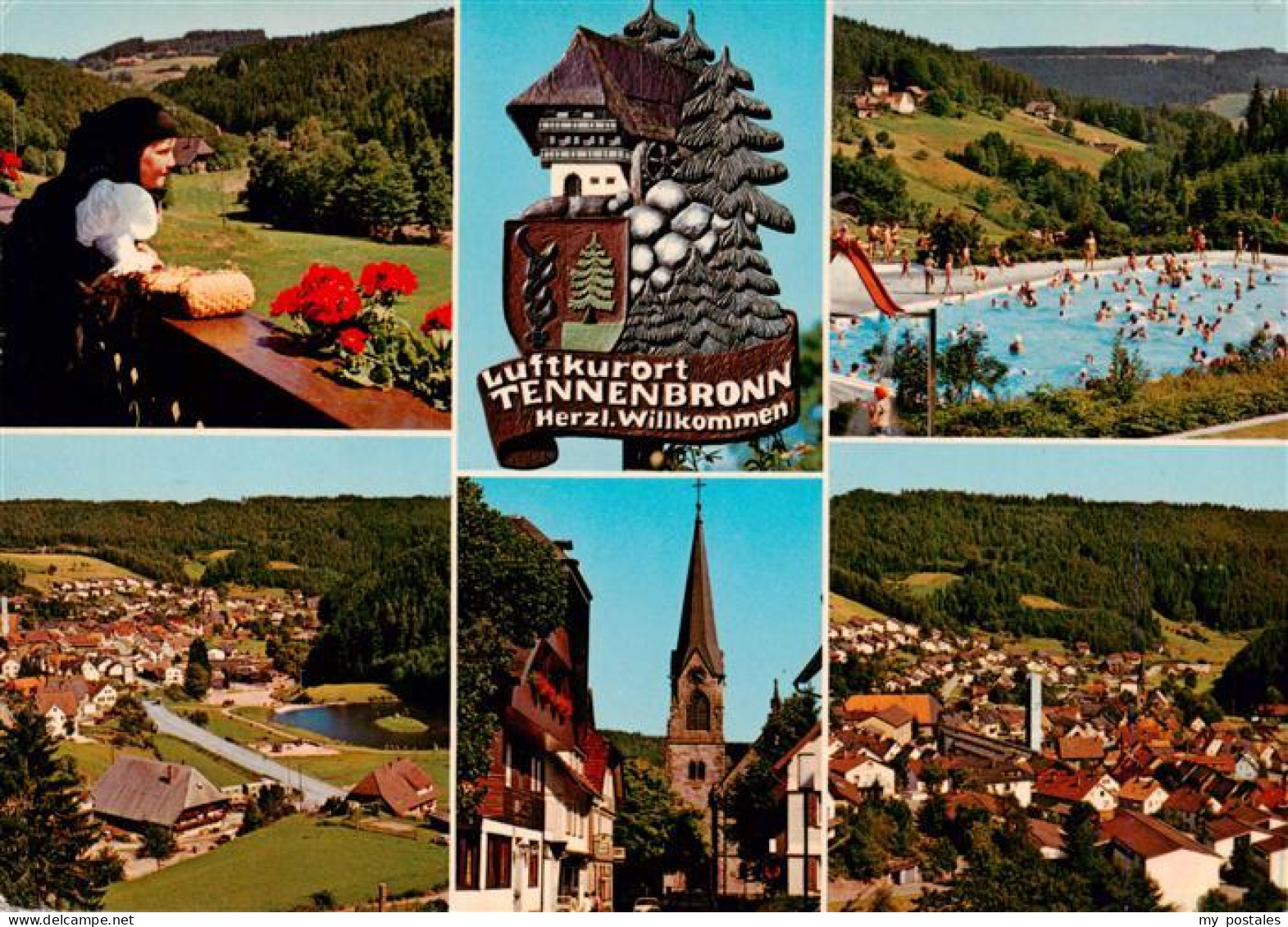 73941431 Tennenbronn Trachten Wegweiser Freibad Panorama Kirche - Schramberg