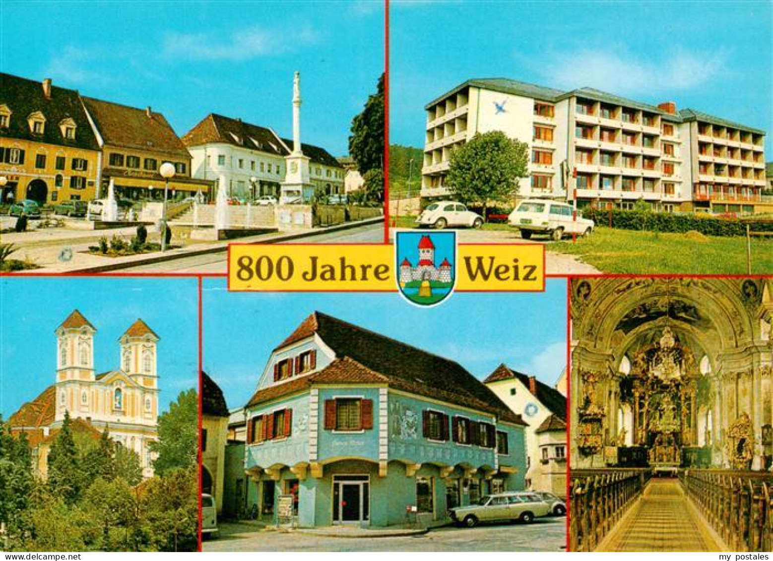 73941366 Weiz_Steiermark_AT Strassenpartie Wohnhaus Kirche Inneres Farben Weber - Autres & Non Classés