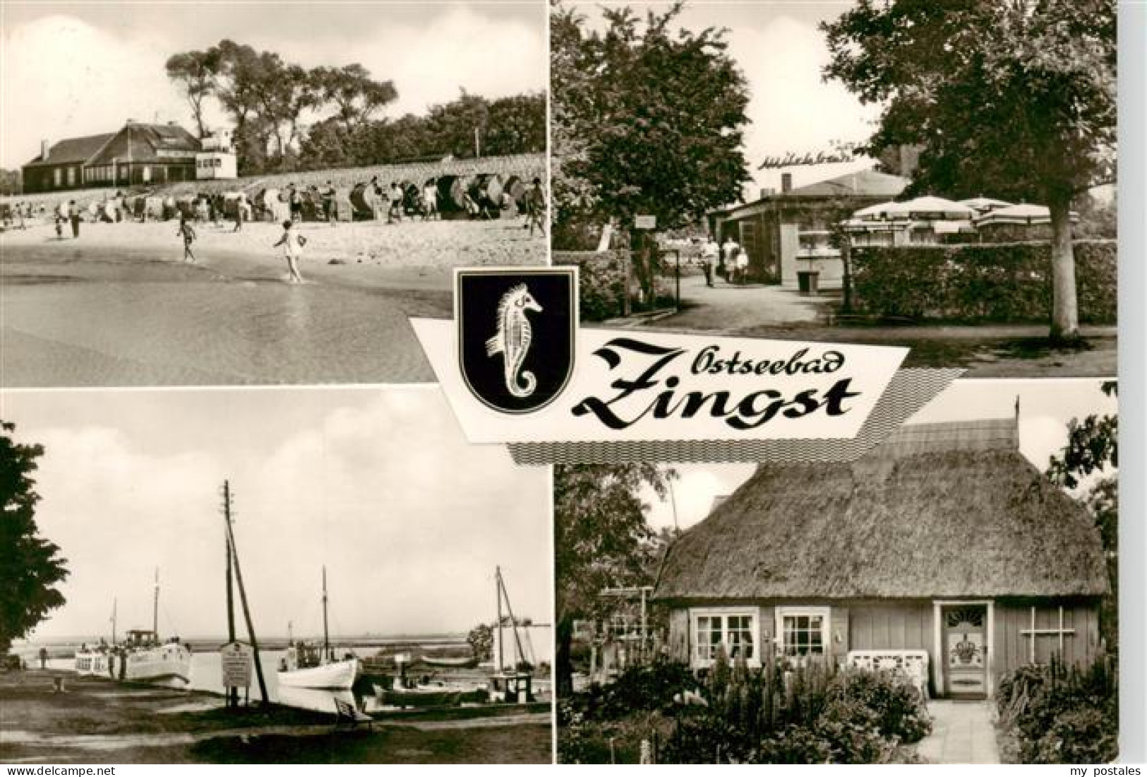 73900217 Zingst Ostseebad Strandpartie Milchbar Bootsliegeplatz Reetdachhaus Zin - Zingst