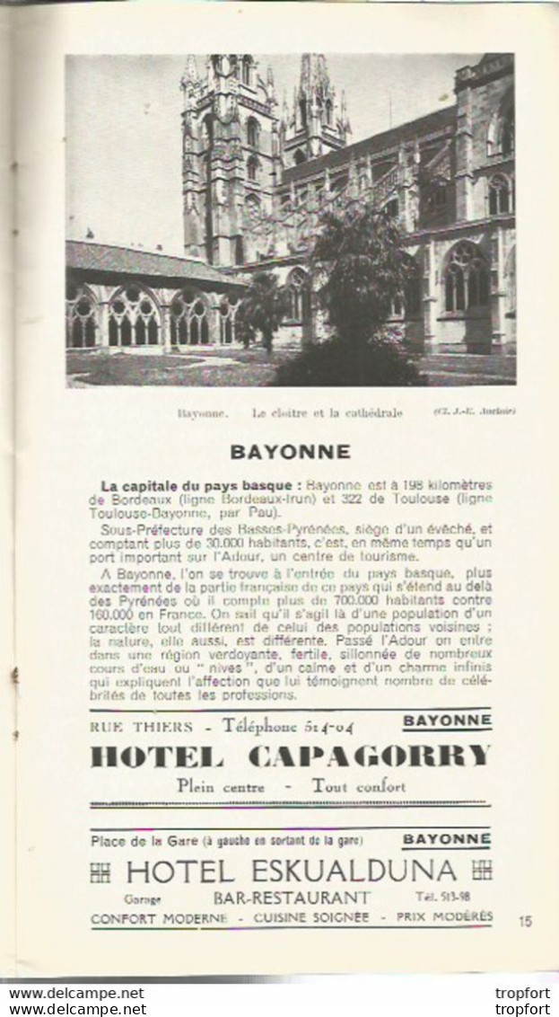 A10 / Touristic Guide TOURISTIQUE Pays Basque 1939 PAU ARCACHON DAX SALIES HENDAYE Saint-Jean-de-Luz SALIES BEARN - Reiseprospekte