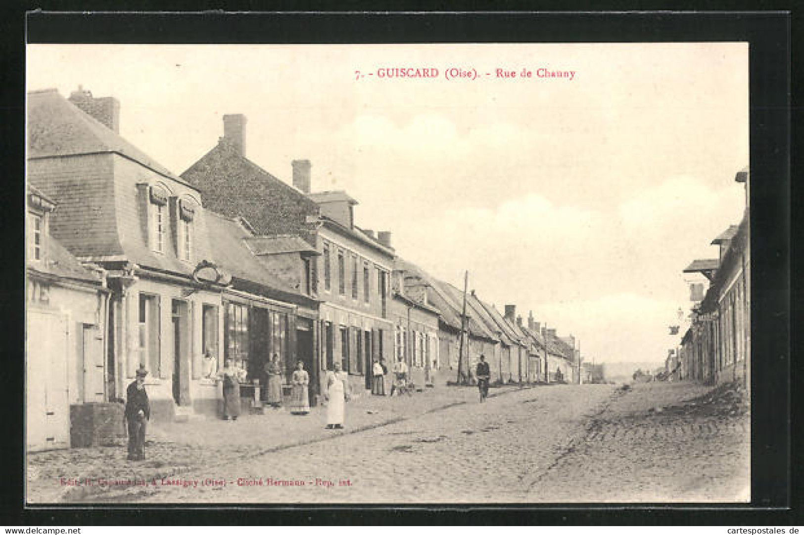 CPA Guiscard, Rue De Chauny, Vue De La Rue  - Guiscard