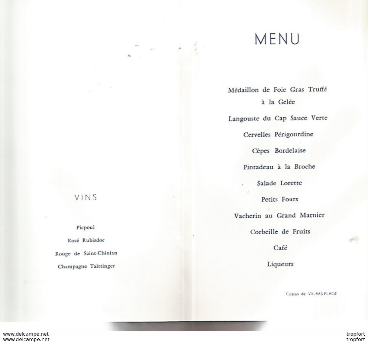 F1 Cpa / Superbe MENU Tribunal De Commerce BEZIERS Le 26 Mars 1966 Champagne TAITTINGER Casino De VALRAS - Menükarten