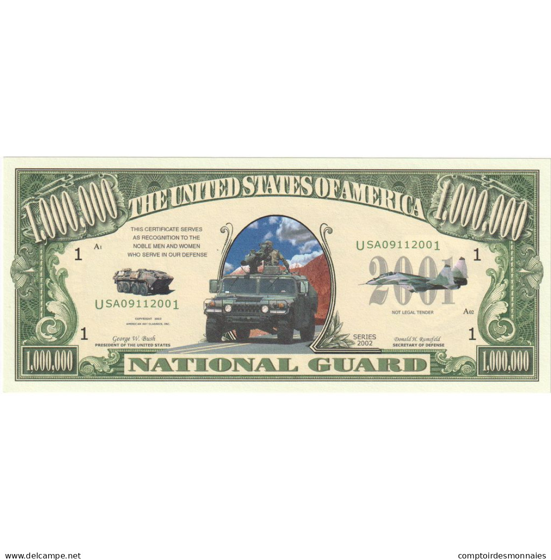 États-Unis, Dollar, 2001, FANTASY 1 000 000 DOLLARS, NEUF - Zu Identifizieren