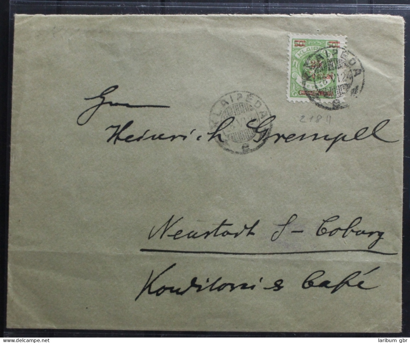 Memel 218 Auf Brief Als Einzelfrankatur #BB122 - Memelland 1923