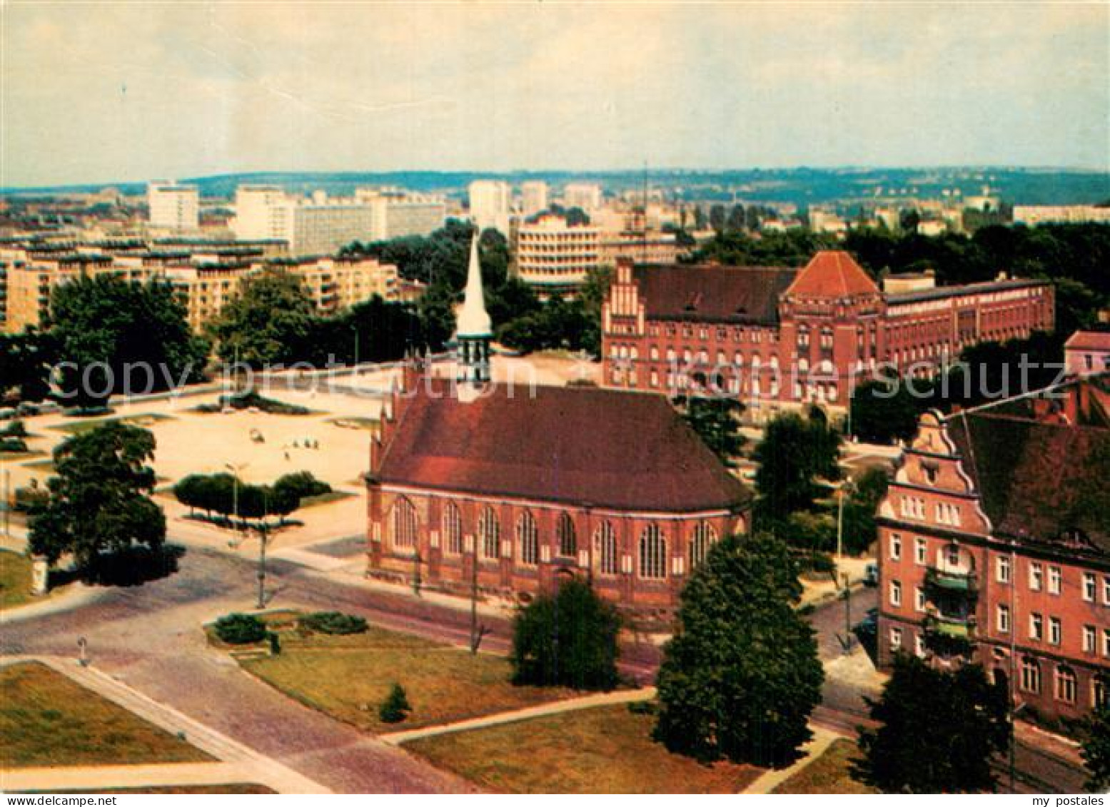 73783787 Szczecin Stettin Panorama Miasta Na Pierwszym Planie Gotycki Kosciol Sw - Polen