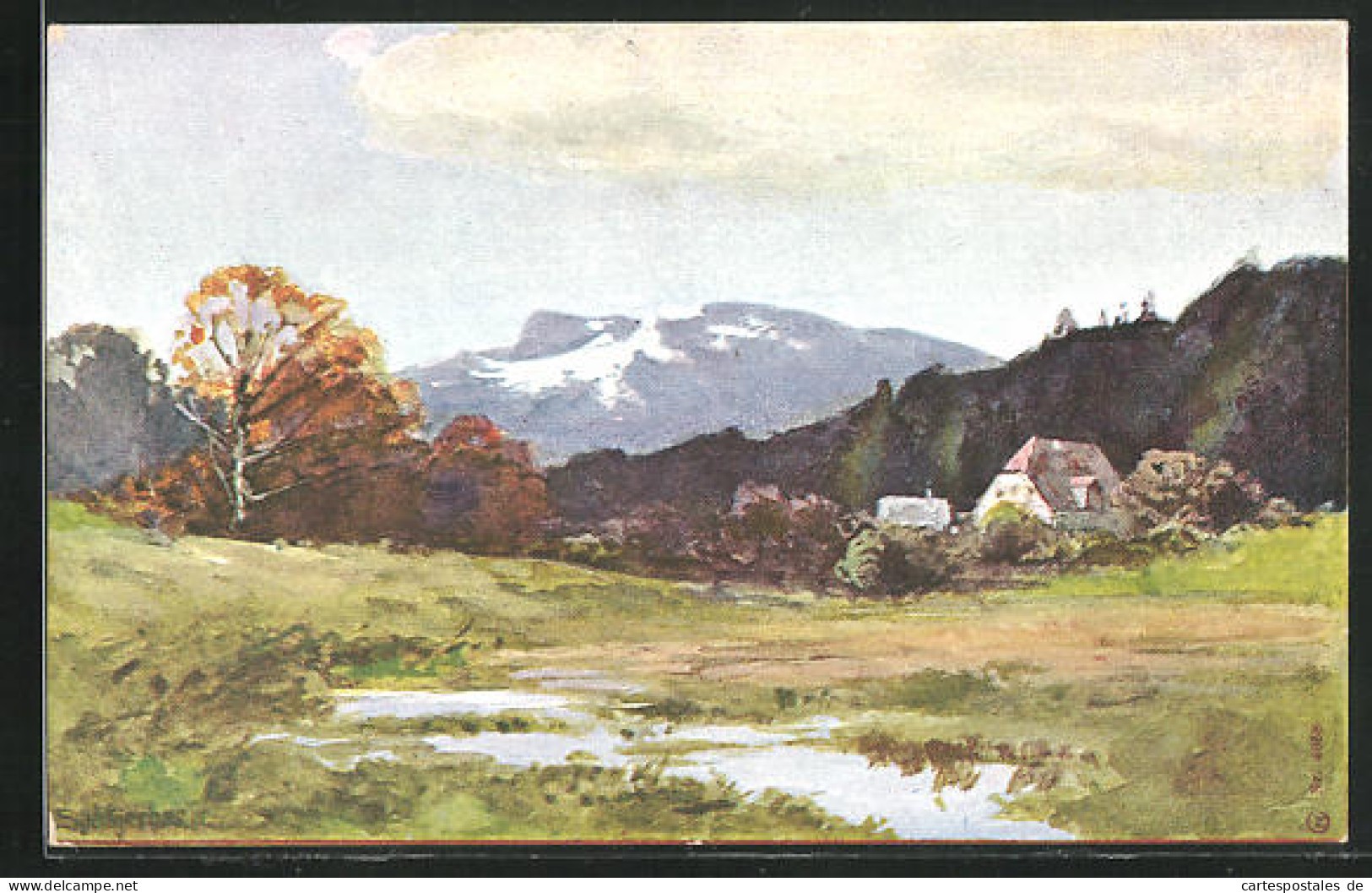 Künstler-AK August Splitgerber: Landschaft Mit Wohnhaus  - Other & Unclassified