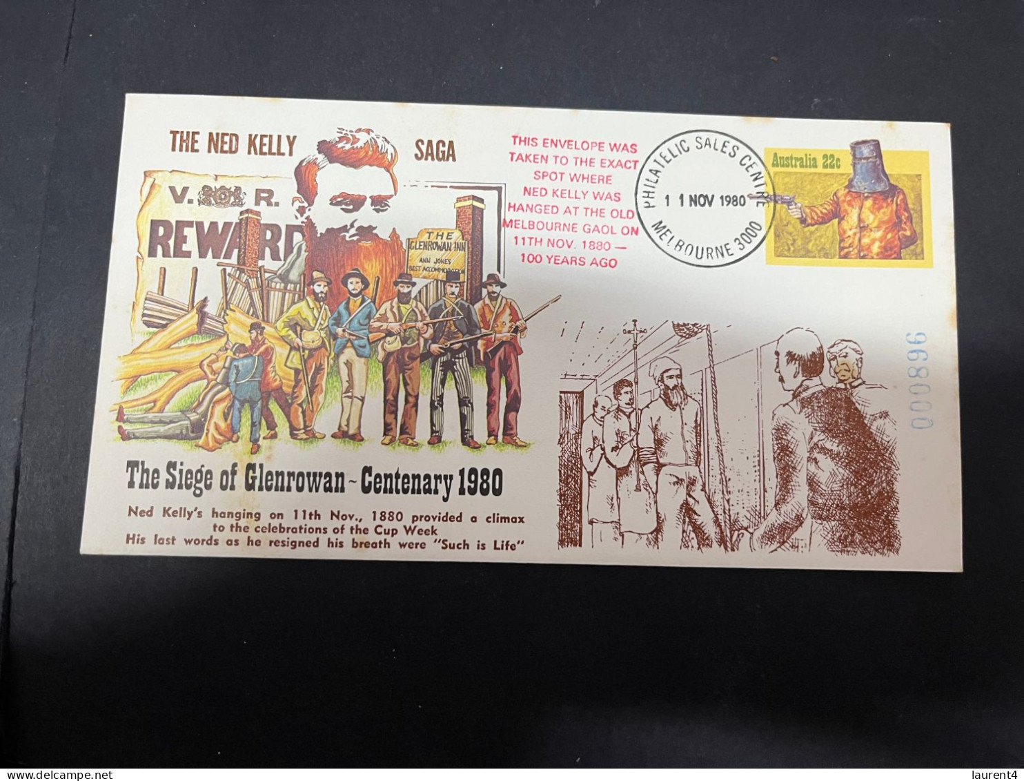 28-4-2024 (3 Z 19) Australia FDC - 1980 - Ned Kelllly (2 Numbered Covers) Siege Of Glenrowan - Premiers Jours (FDC)