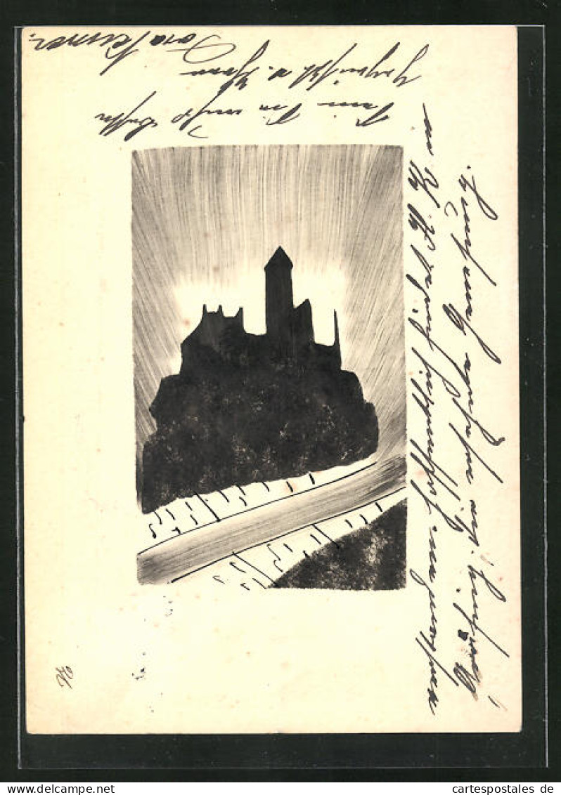 Künstler-AK Handgemalt: Burganlage Bei Nacht  - 1900-1949