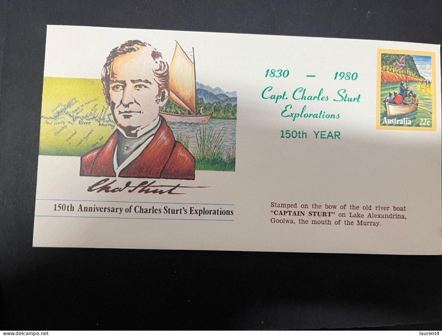 28-4-2024 (3 Z 19) Australia FDC - 1980 - Captain Charles Sturt (2 Covers) - Omslagen Van Eerste Dagen (FDC)