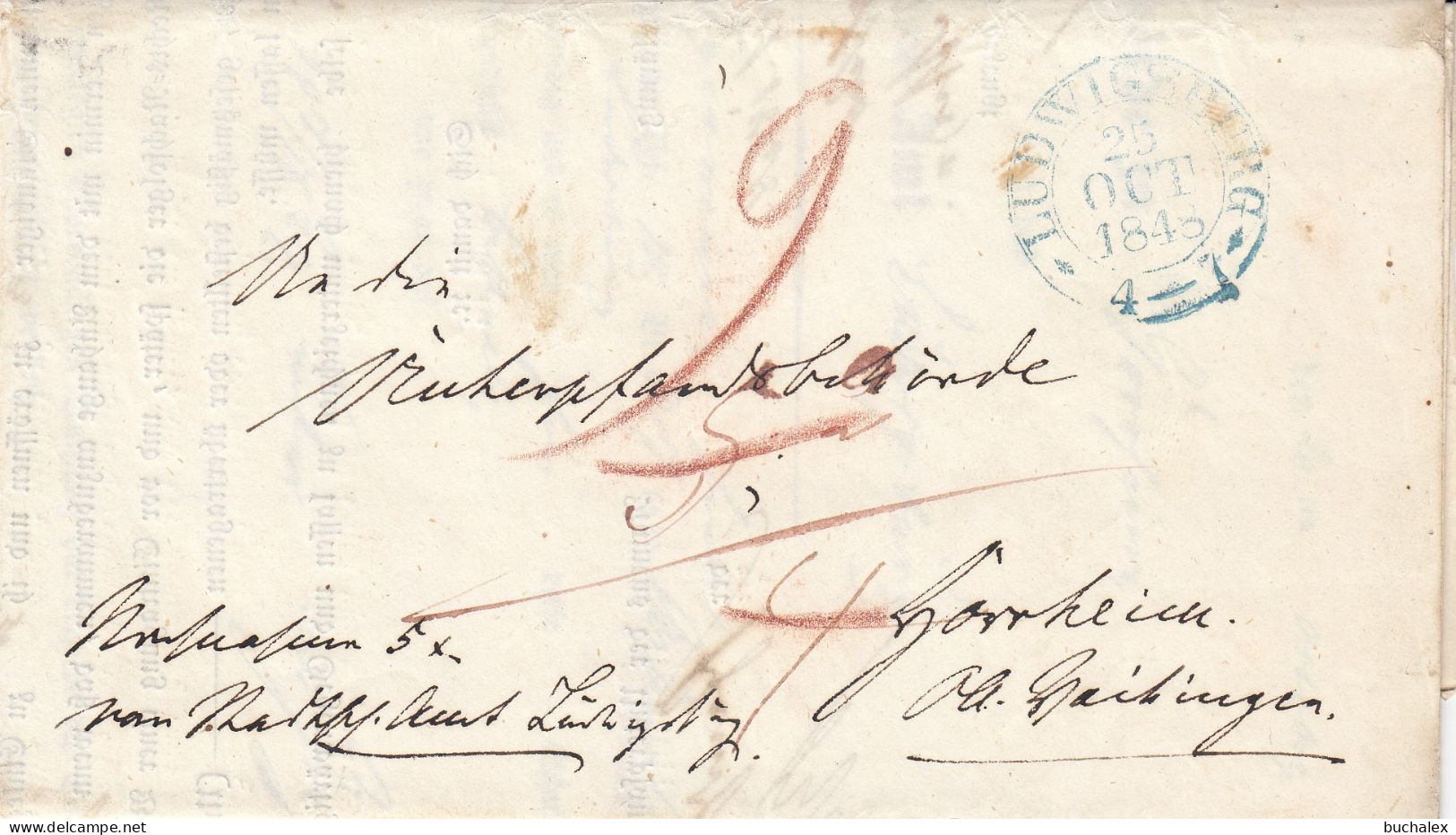 Vollständiger Vorphilabrief - 1848 - Von Ludwigsburg Nach Horheim - Prephilately