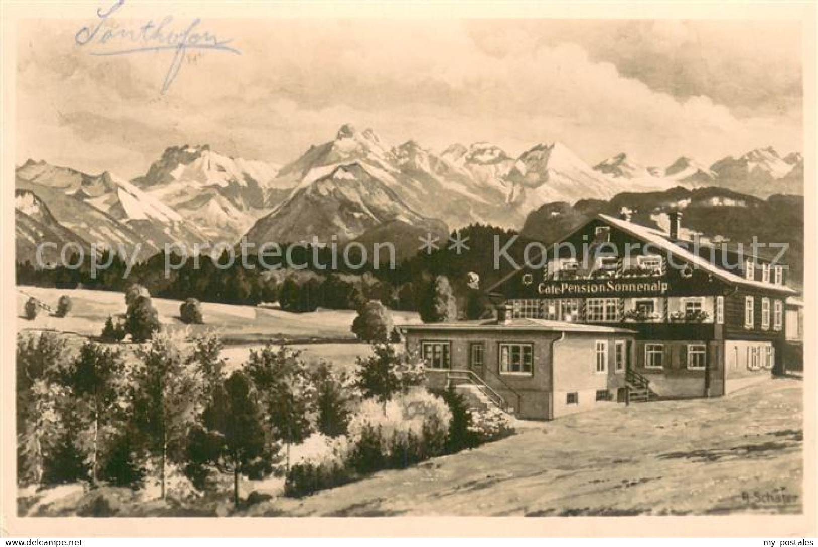 73782913 Sonthofen Oberallgaeu Moorbad-Pension Sonnenalp Aussenansicht Kuenstler - Sonthofen