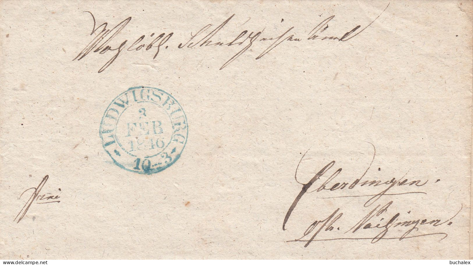 Vollständiger Vorphilabrief - 1846 - Von Ludwigsburg Nach Plochingen - Precursores