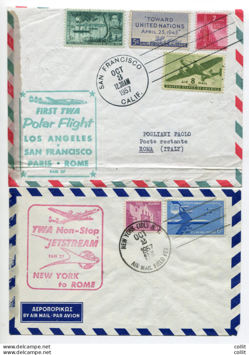 T.W.A. New York/Roma E San Francisco/Roma Del 2-3.10.57 - Airmail