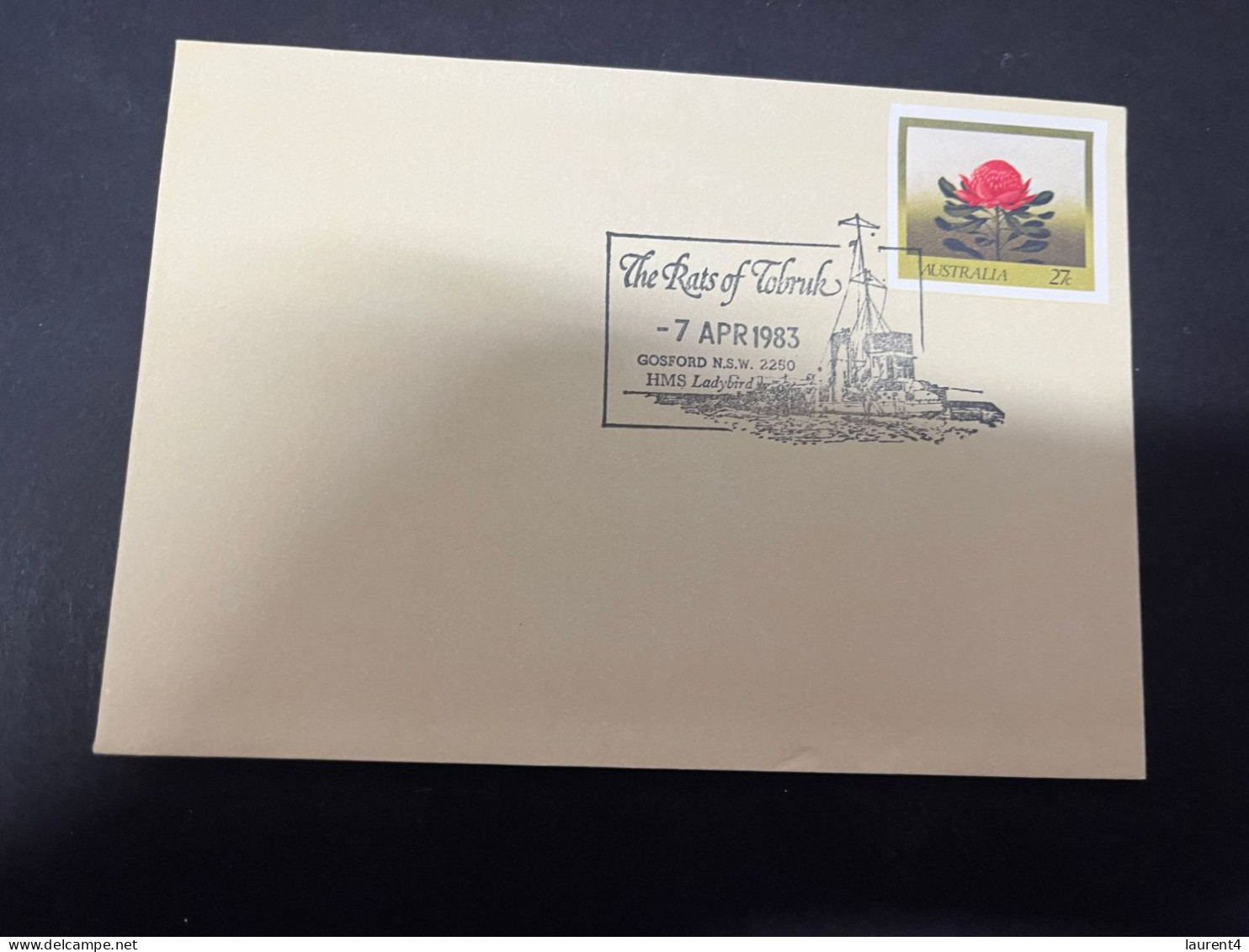 28-4-2024 (3 Z 19) Australia FDC - 1983 - The Rats Of Tobruk  (WWI Military Battle) HMS Ladybird P/m - Ersttagsbelege (FDC)