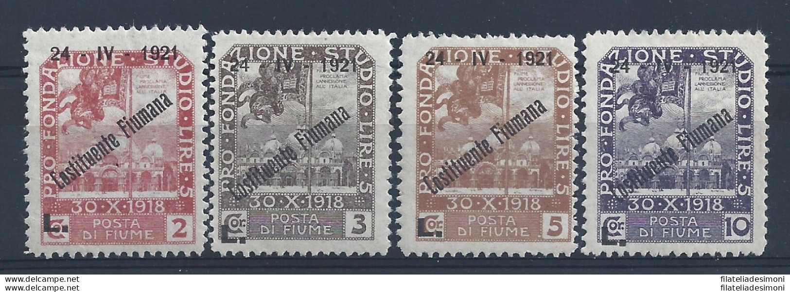 1921 Fiume, N° 172/175 - Costituente Fiumana - Alti Valori - MH*  LINGUELLATI - Sonstige & Ohne Zuordnung