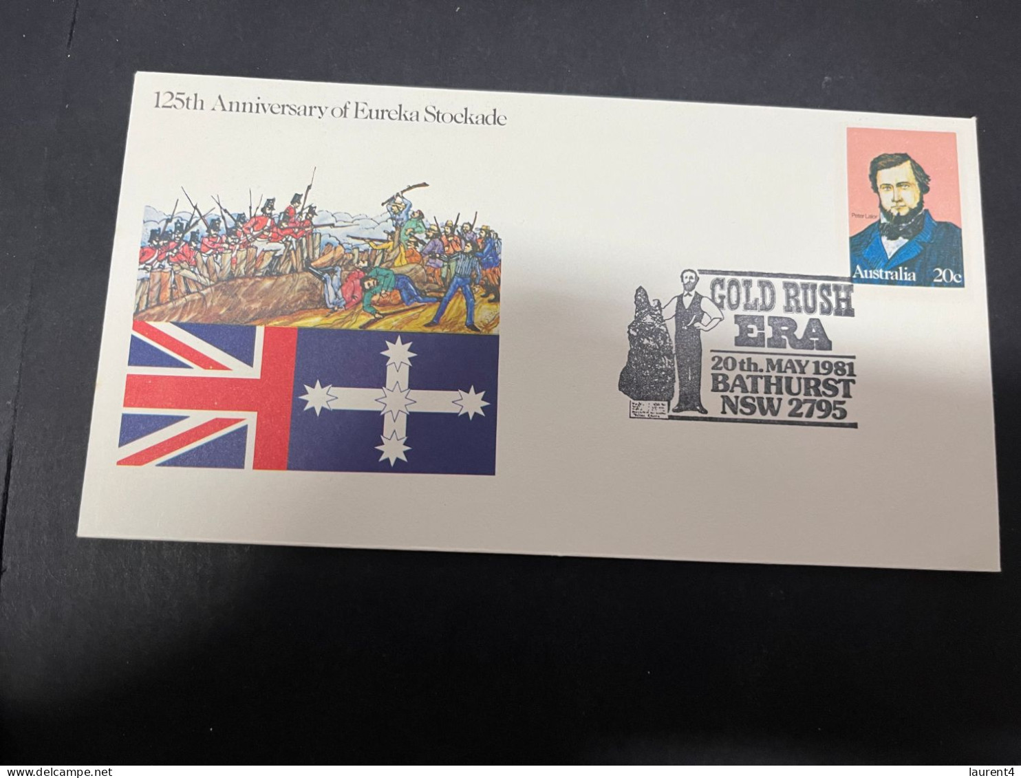 28-4-2024 (3 Z 19) Australia FDC - 1981 - Bathurst Gold Rush Era (on Eureka Stokade FDC) - Omslagen Van Eerste Dagen (FDC)