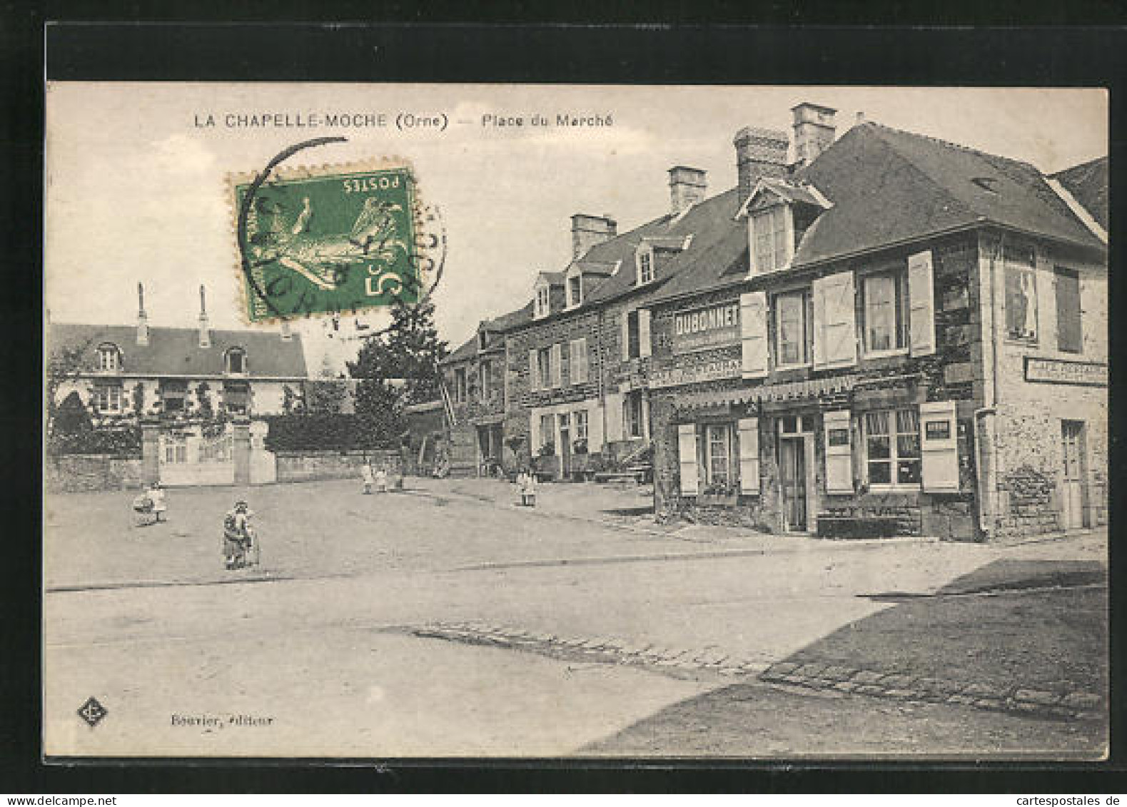 CPA La Chapelle-Moche, Place Du Marche, Cafe-Restaurant A. Montecot  - Other & Unclassified