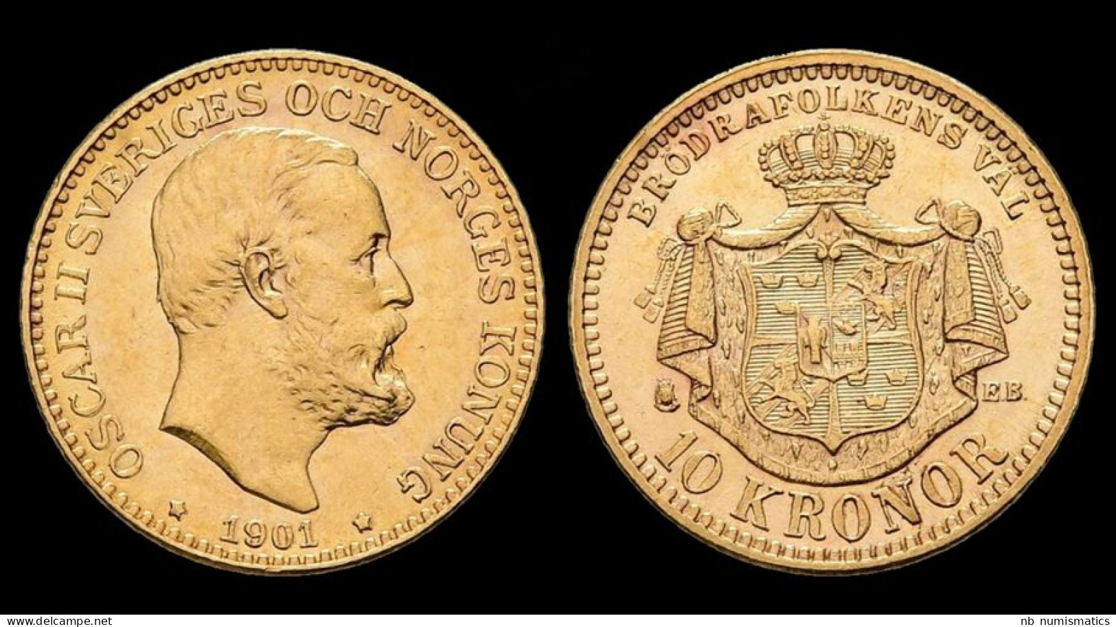 Sweden Oskar II 10 Kronen 1901 - Svezia