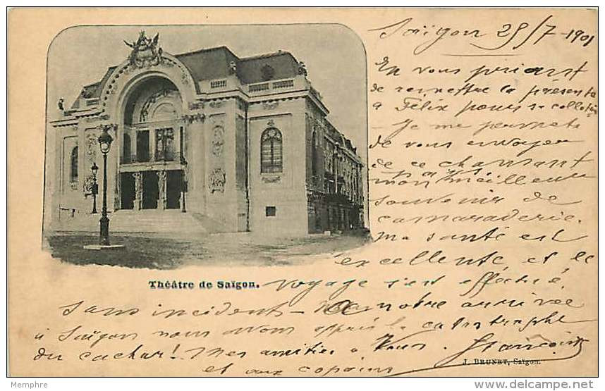 1901  Théâtre De Saïgon  J. Brunet Ed.  Circulée - Viêt-Nam