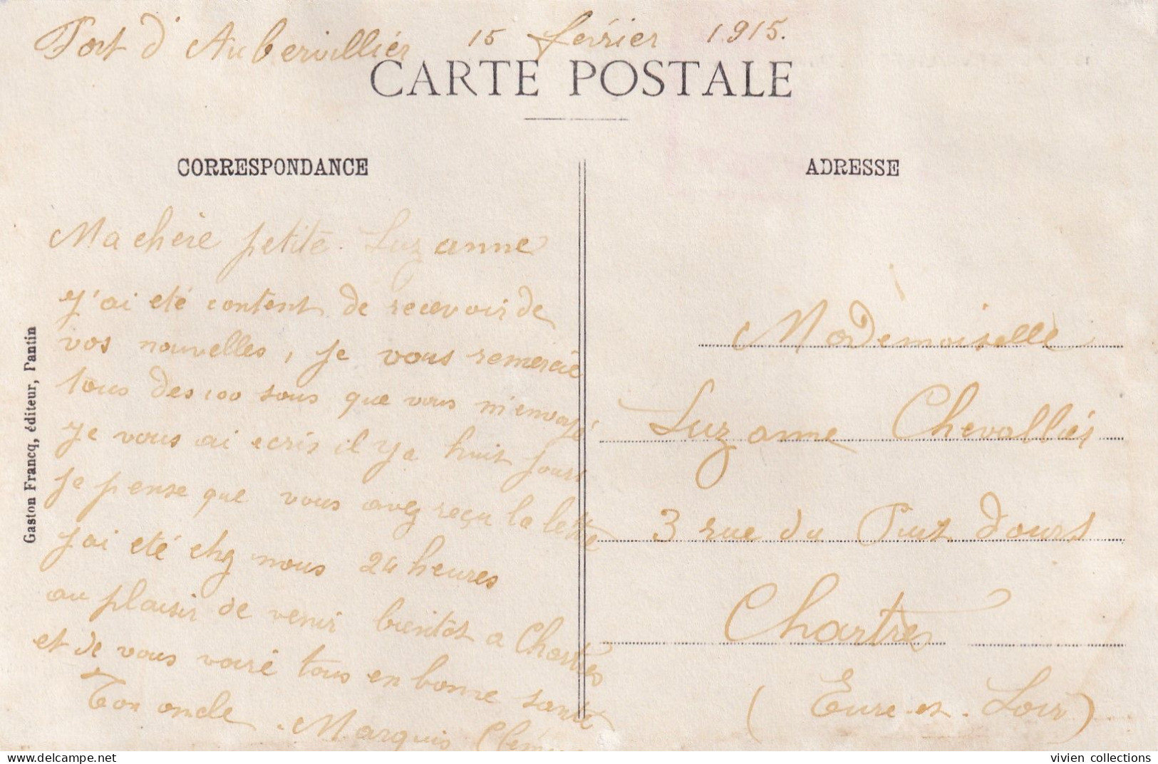 Aubervilliers (93 Seine Saint Denis) L'Avenue Victor Hugo Près Du Pont De Stains - édit. GF N° 19 Circulée 1915 - Aubervilliers