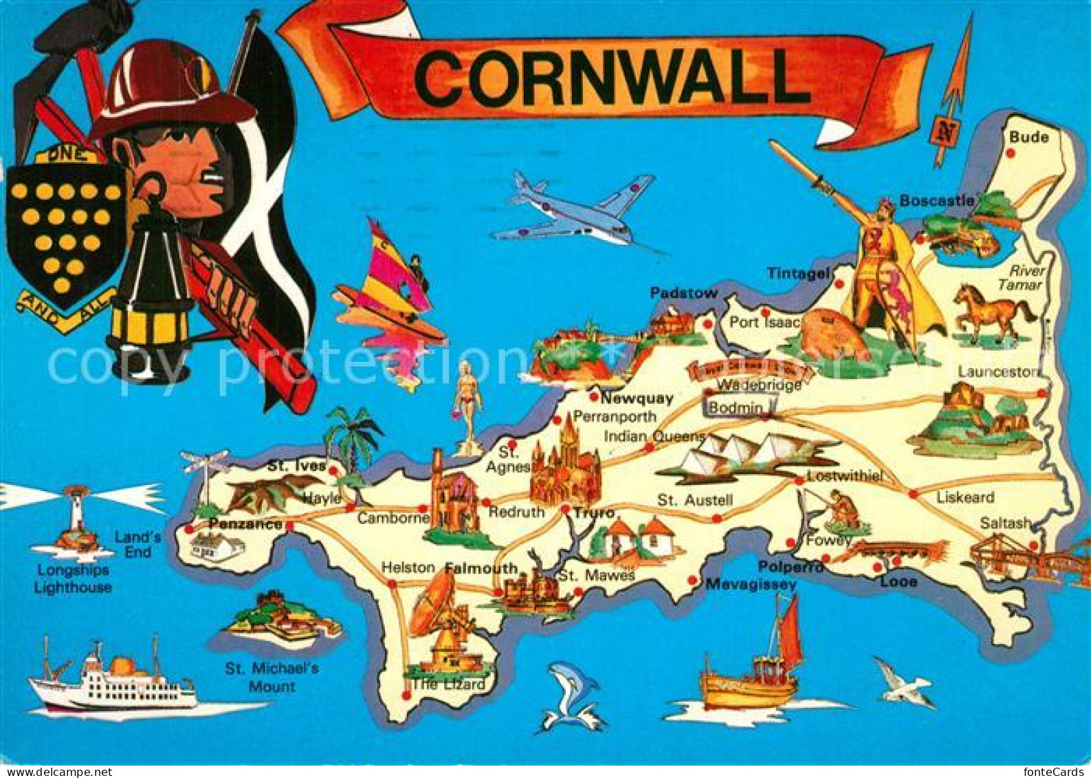 73514545 Cornwall UK Landkarte Sehenswuerdigkeiten Cornwall UK - Autres & Non Classés