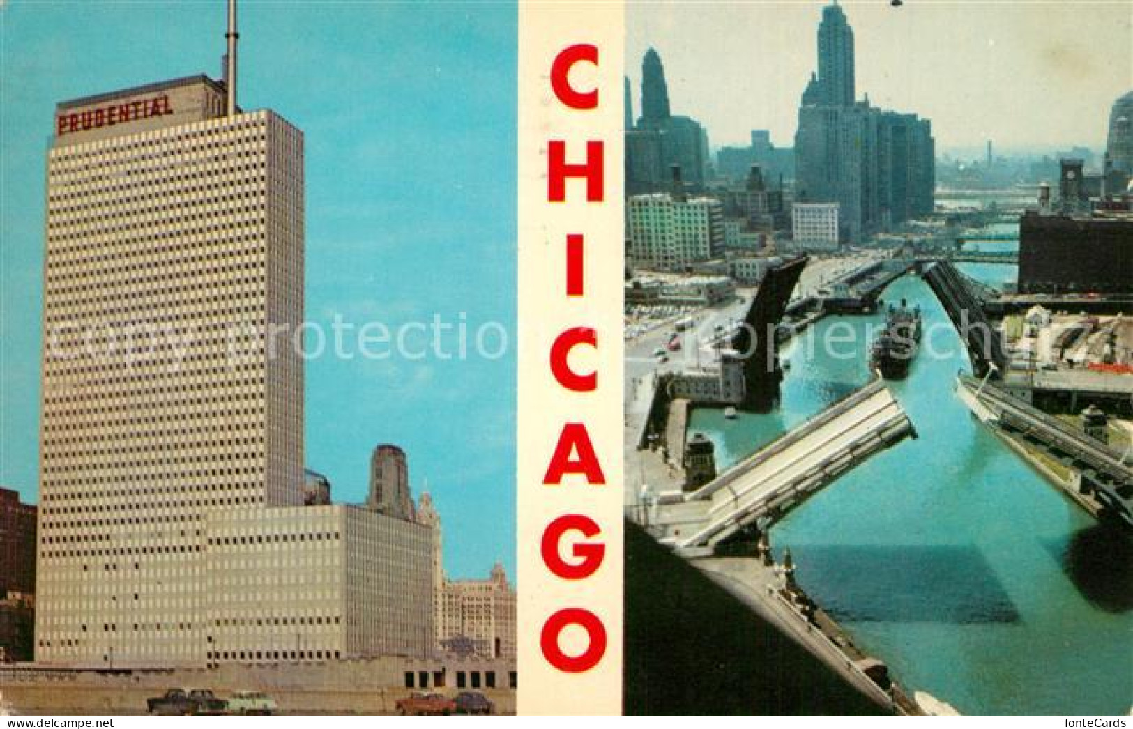 73508230 Chicago_Illinois Prudential Building And Chicago River Bridges - Andere & Zonder Classificatie