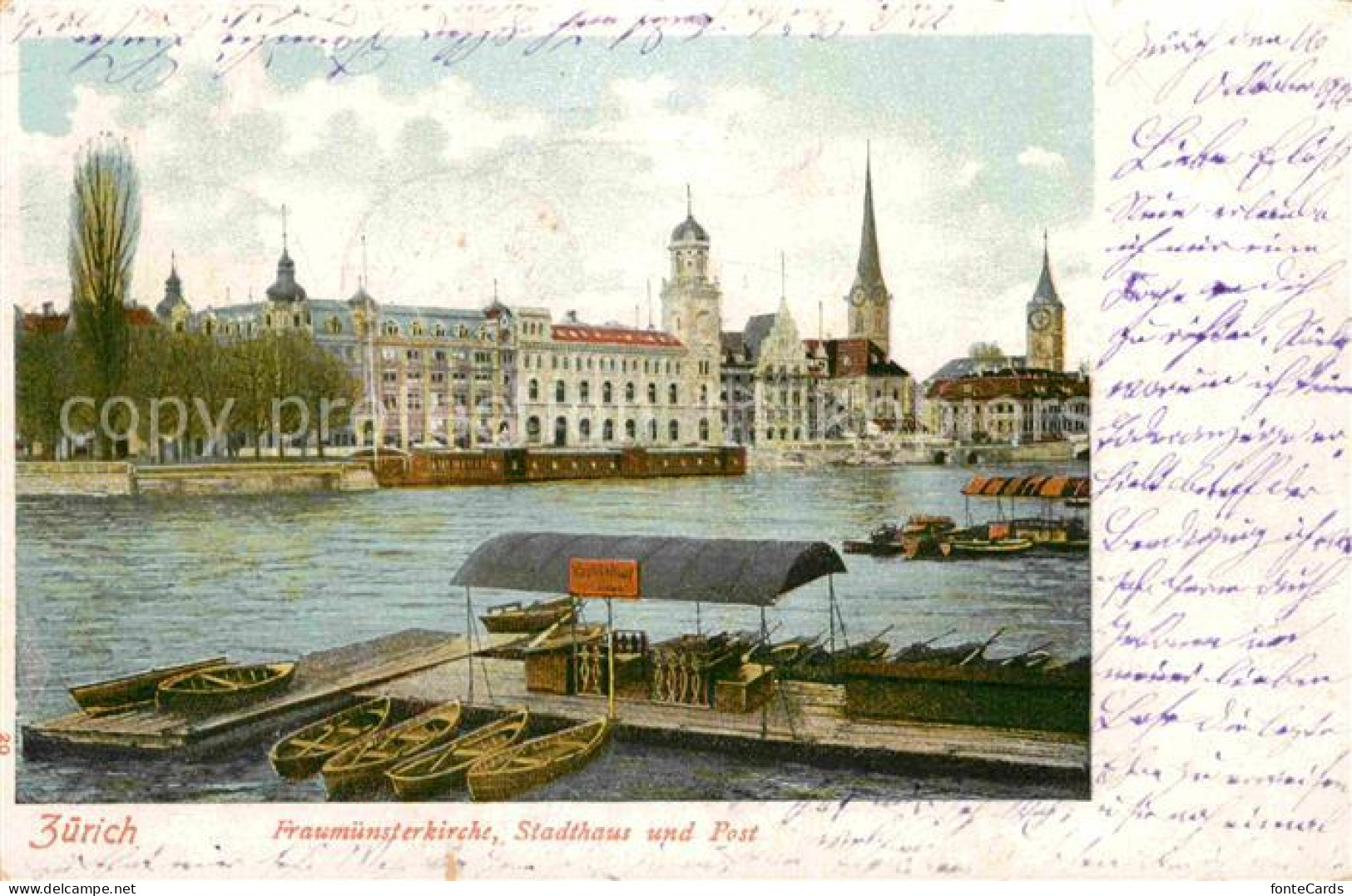 12767703 Zuerich ZH Fraumuensterkirche Stadthaus Und Post Zuerich - Otros & Sin Clasificación